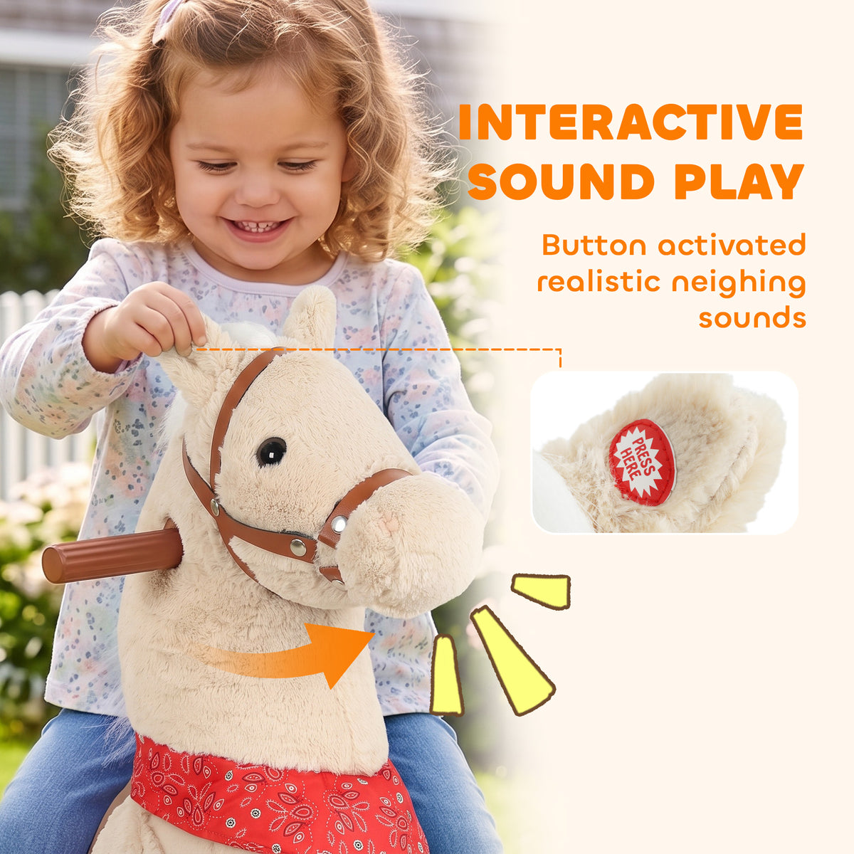 Cheval à bascule interactif pour enfants avec sons