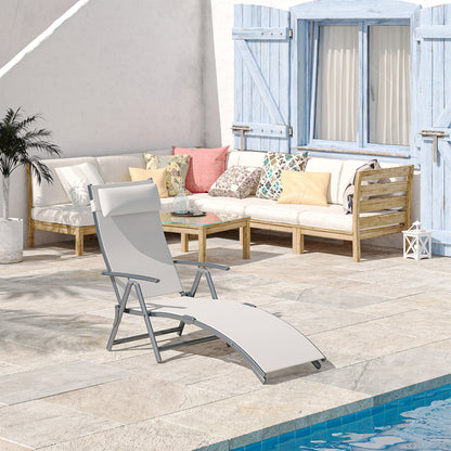 Chaise longue pliante réglable en acier — 7 positions