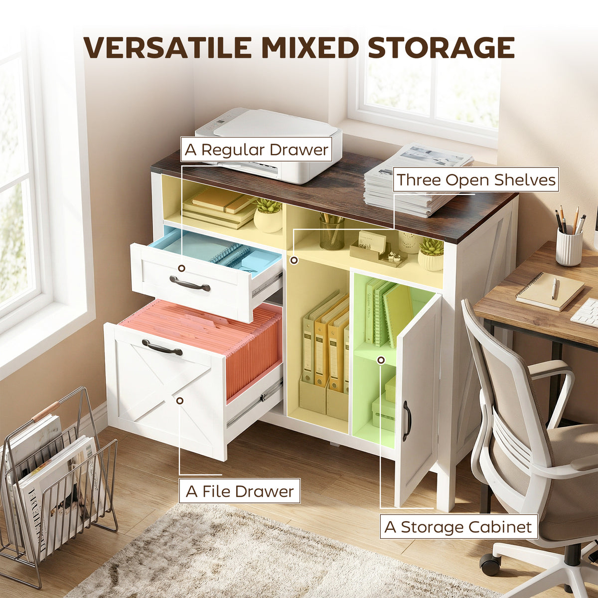 Classeur latéral de bureau style rustique