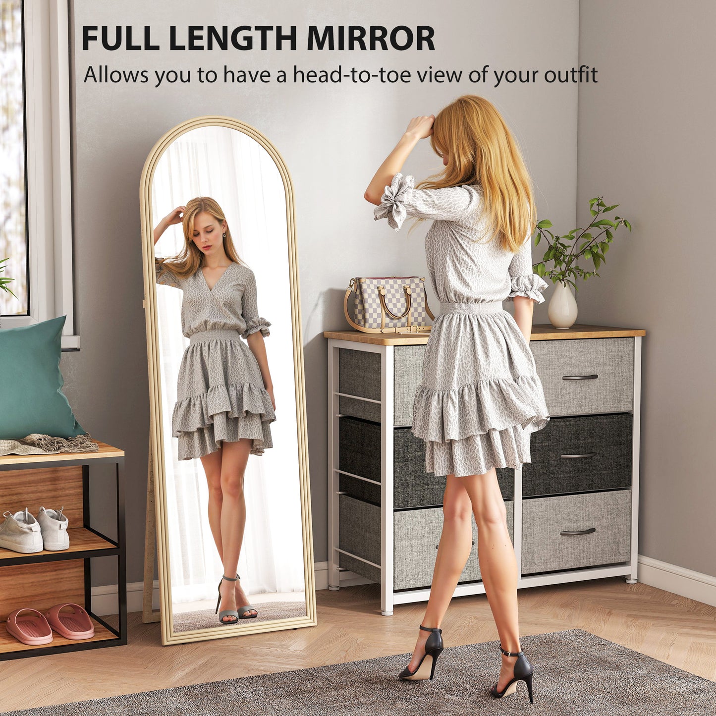 Miroir pleine longueur arqué sur pied 163 cm