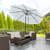 Parasol de patio 3 niveaux à manivelle 274 cm