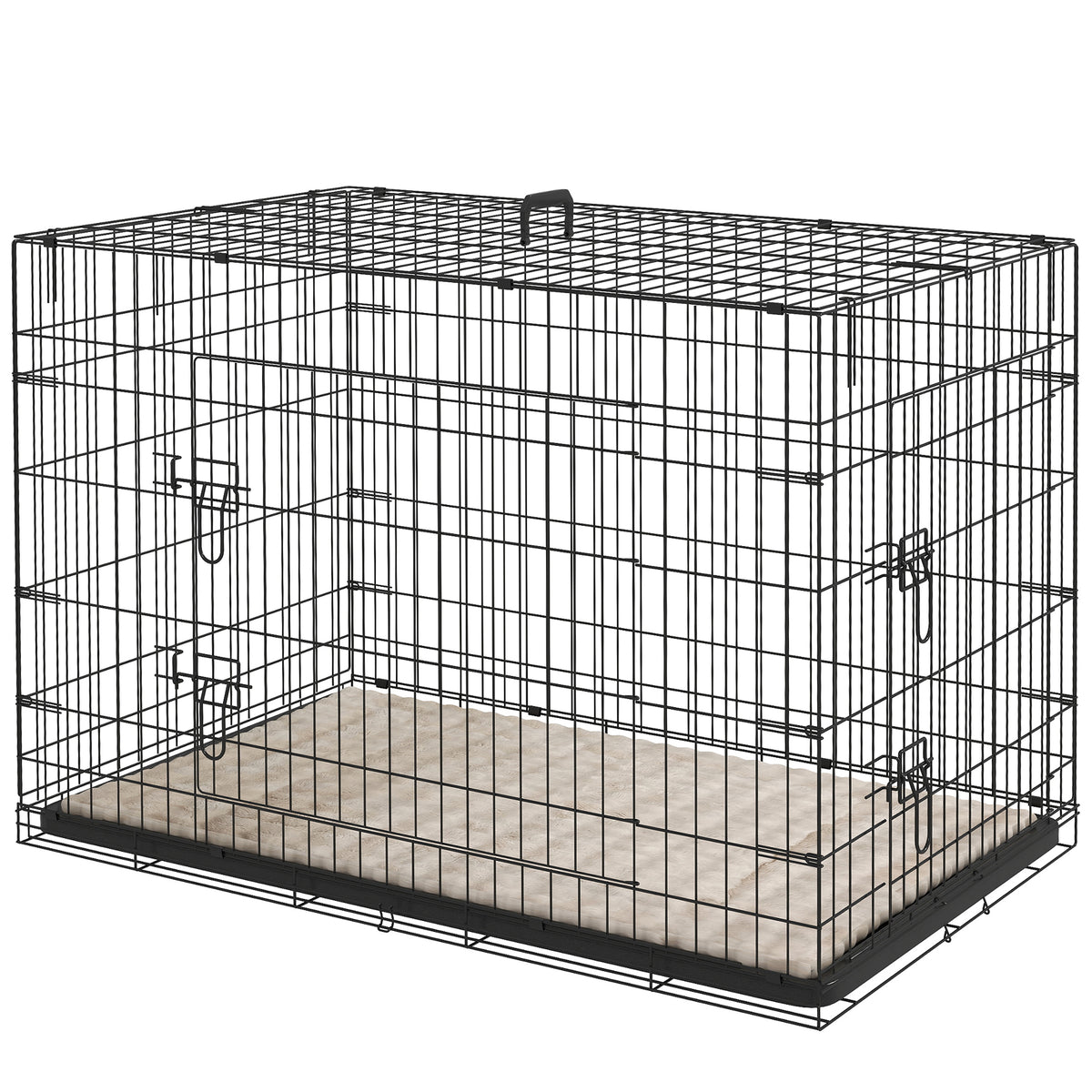 Cage pour chien pliante en métal avec coussin
