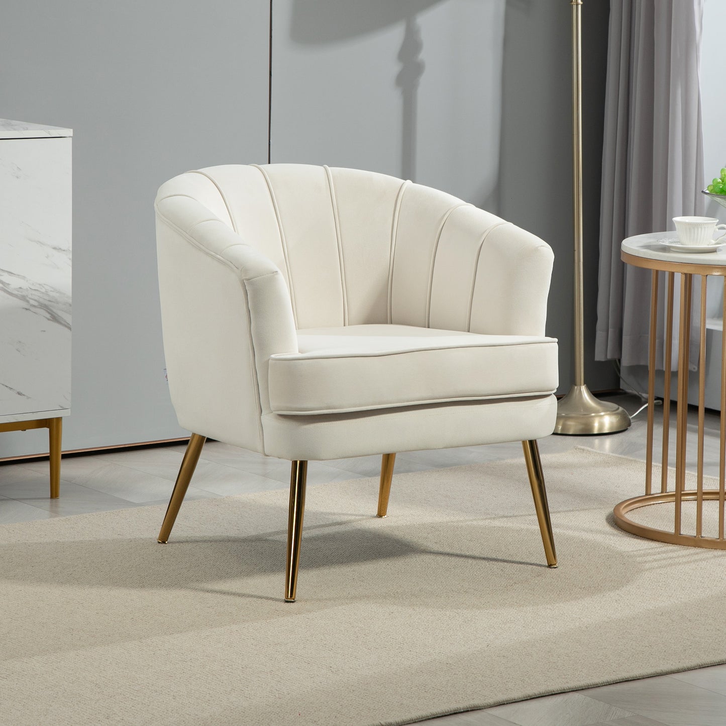 Fauteuil d'accent moderne avec pieds dorés en métal