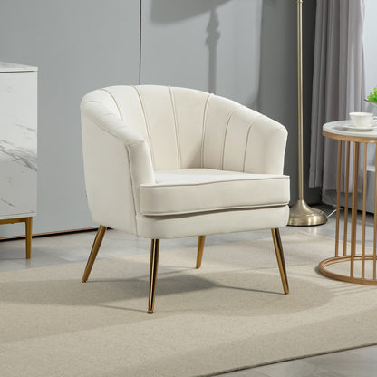 Fauteuil d'accent moderne avec pieds dorés en métal