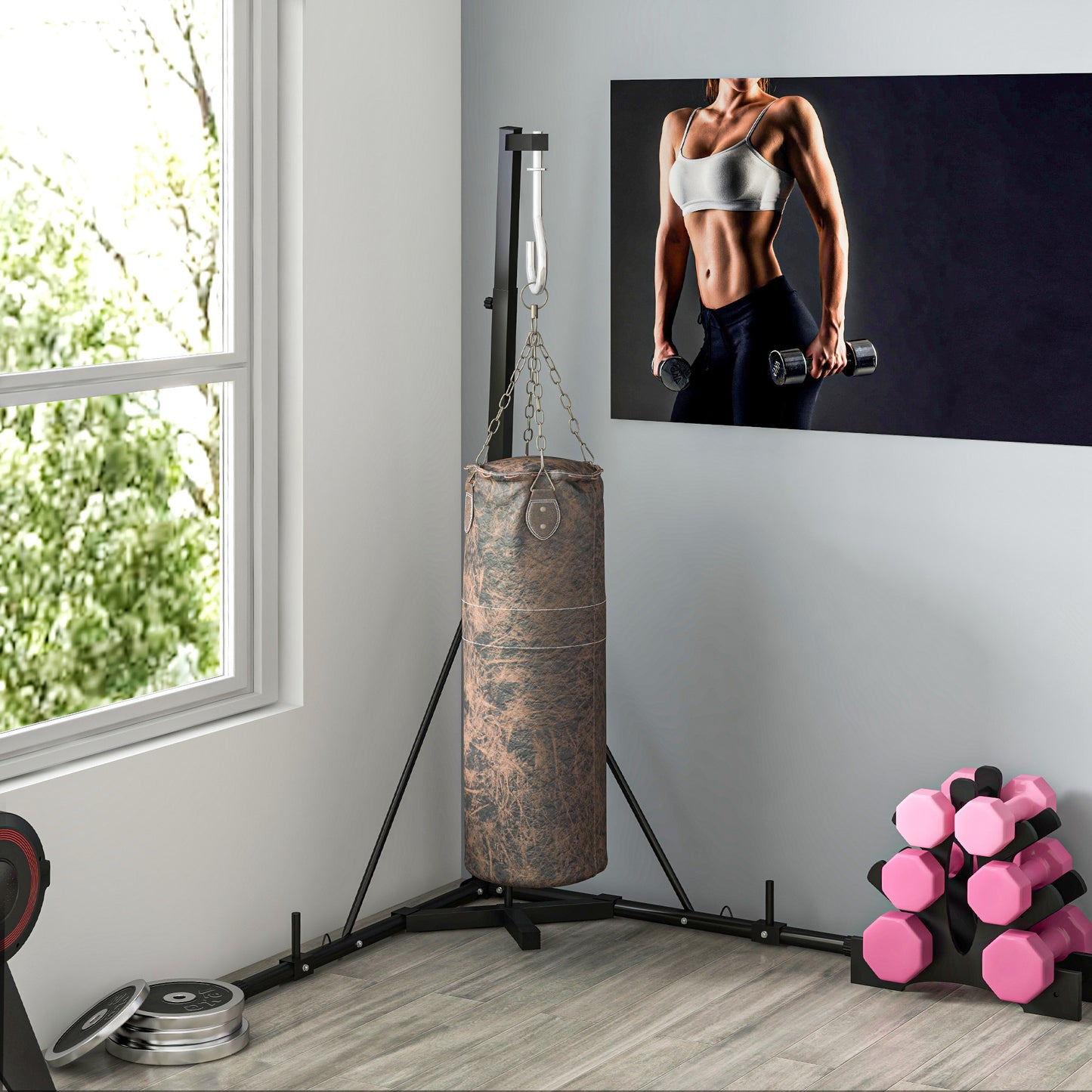 Support de sac de boxe pliable à hauteur réglable