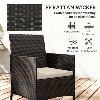 Ensemble bistrot 3 pièces rotin avec table verre — kaki