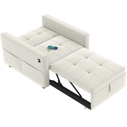 Fauteuil-lit convertible en velours avec USB