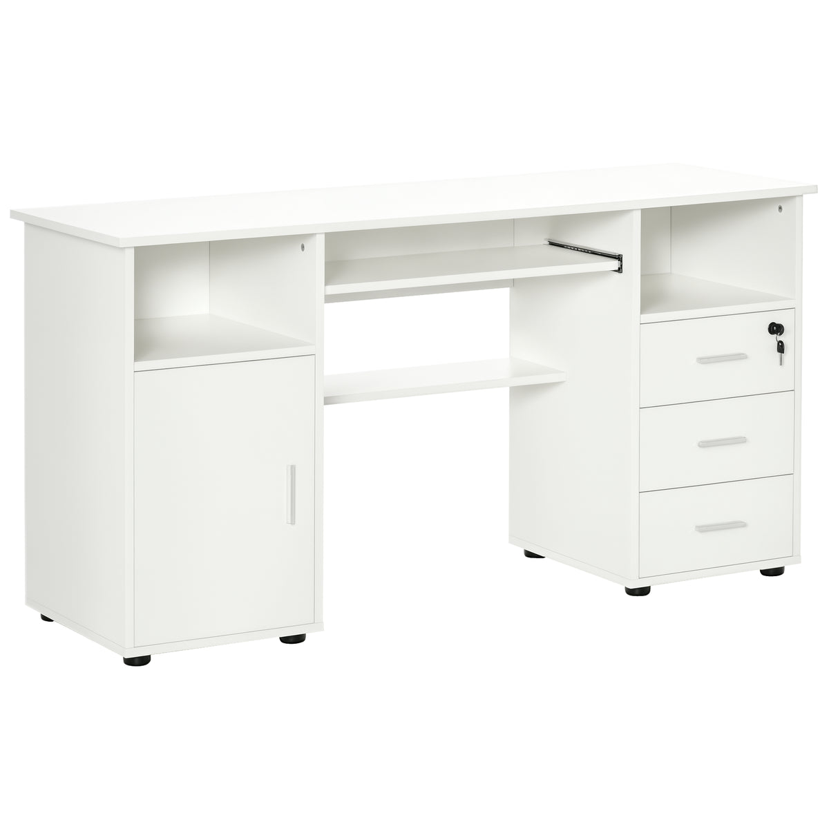 Bureau d'ordinateur de travail avec tiroirs et tiroir à clavier