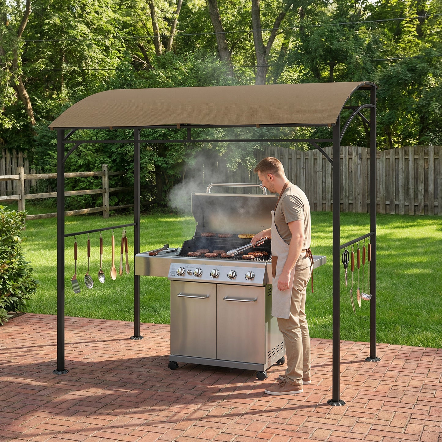 Gazebo BBQ courbé 7' x 5'