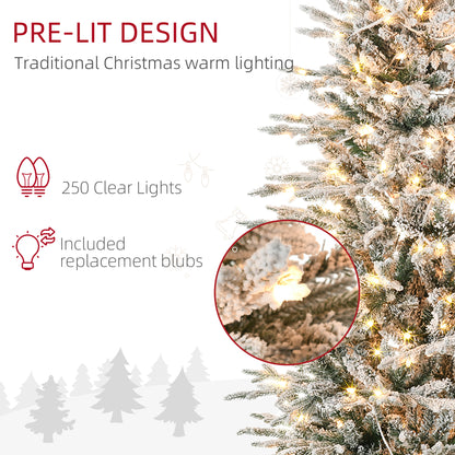 Sapin de Noël artificiel enneigé avec lumières intégrées 7,5 pi