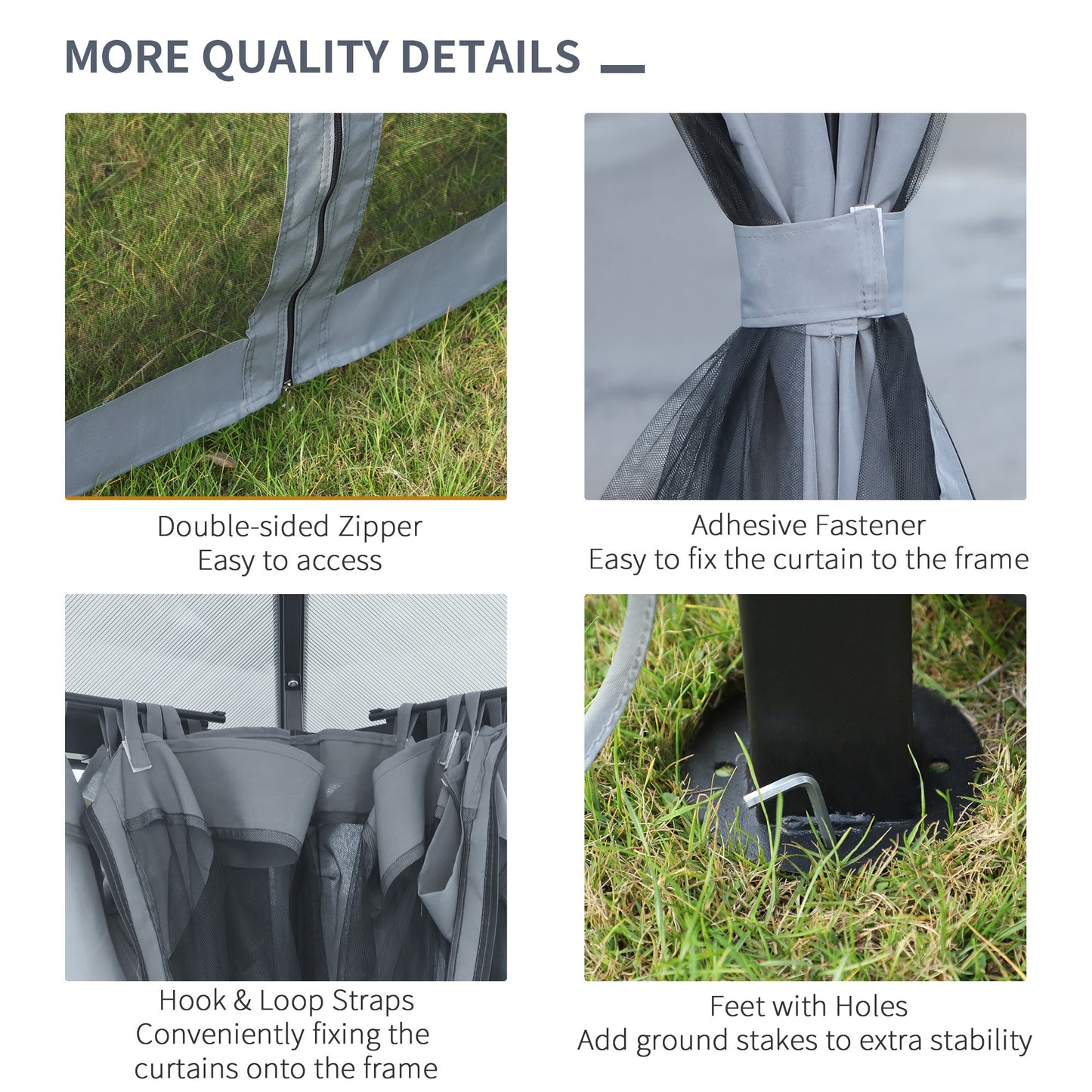 Gazebo aluminium toit rigide avec rideaux et moustiquaires