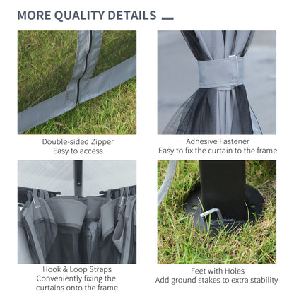 Gazebo aluminium toit rigide avec rideaux et moustiquaires