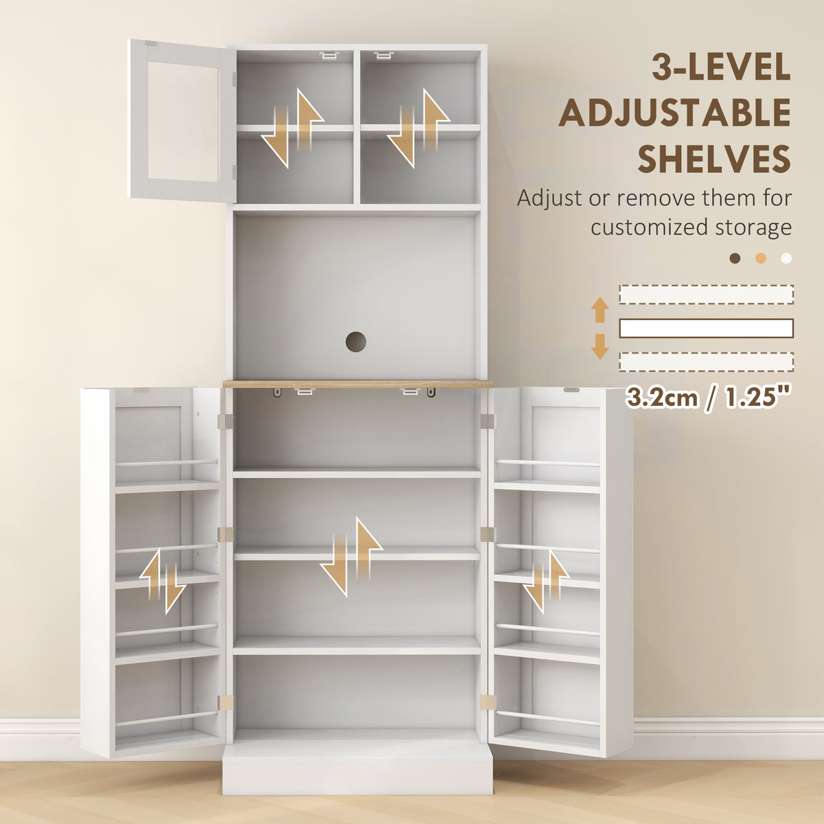 Armoire de cuisine garde-manger avec portes en verre