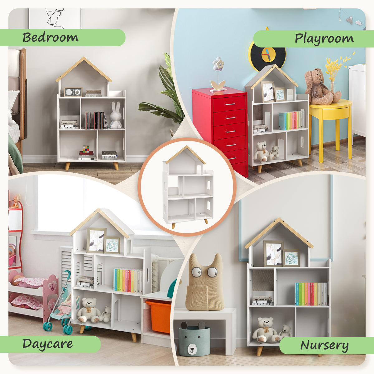Meuble de rangement pour jouets et livres 3 tablettes