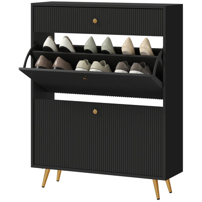 Meuble à chaussures étroit panneaux ondulés