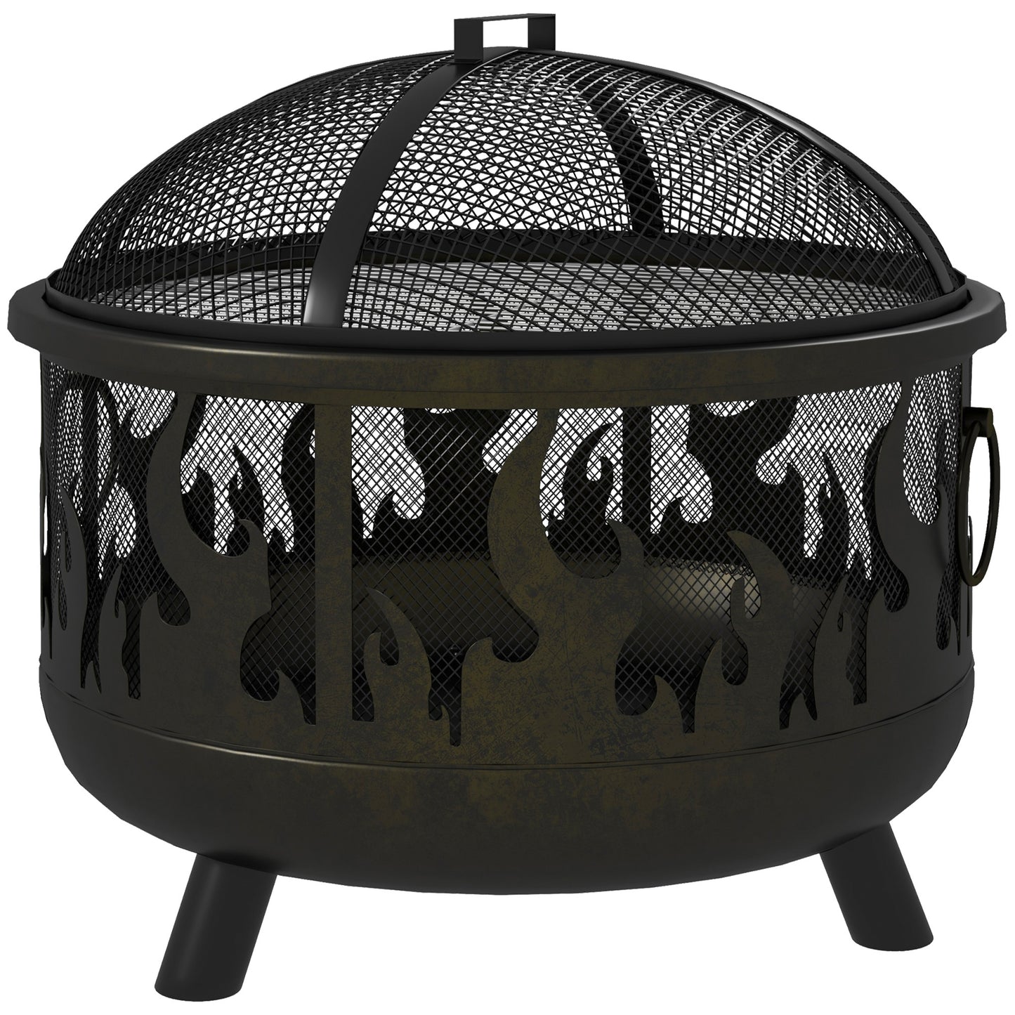 Foyer extérieur rond 60 cm avec couvercle et grille