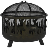 Foyer extérieur rond 60 cm avec couvercle et grille