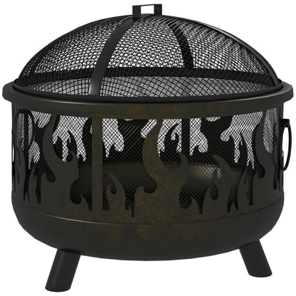 Foyer extérieur rond 60 cm avec couvercle et grille