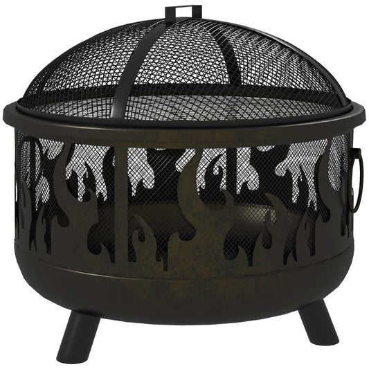 Foyer extérieur rond 60 cm avec couvercle et grille