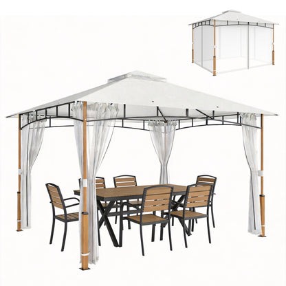 Gazebo de patio double toit 3x3.6m avec moustiquaire