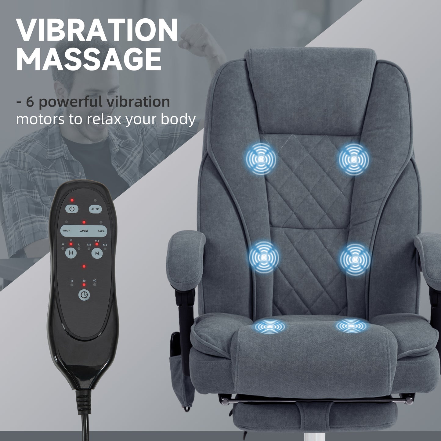 Chaise bureau massage inclinable avec repose-pieds ajustable