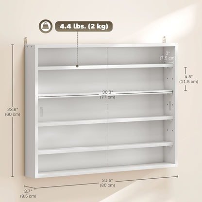 Vitrine murale 5 tablettes avec 2 portes en verre