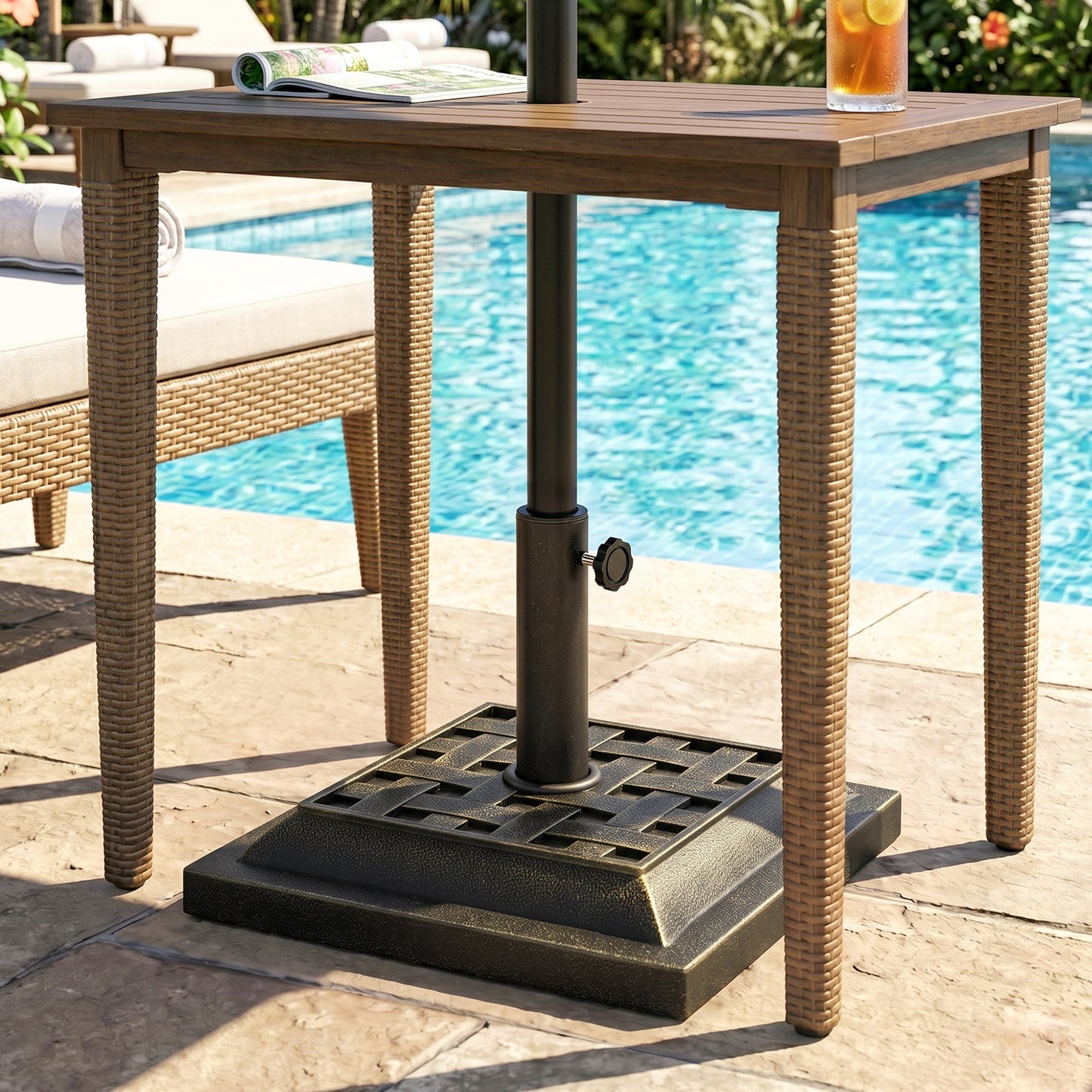 Base de parasol carrée résine 9 kg — bronze
