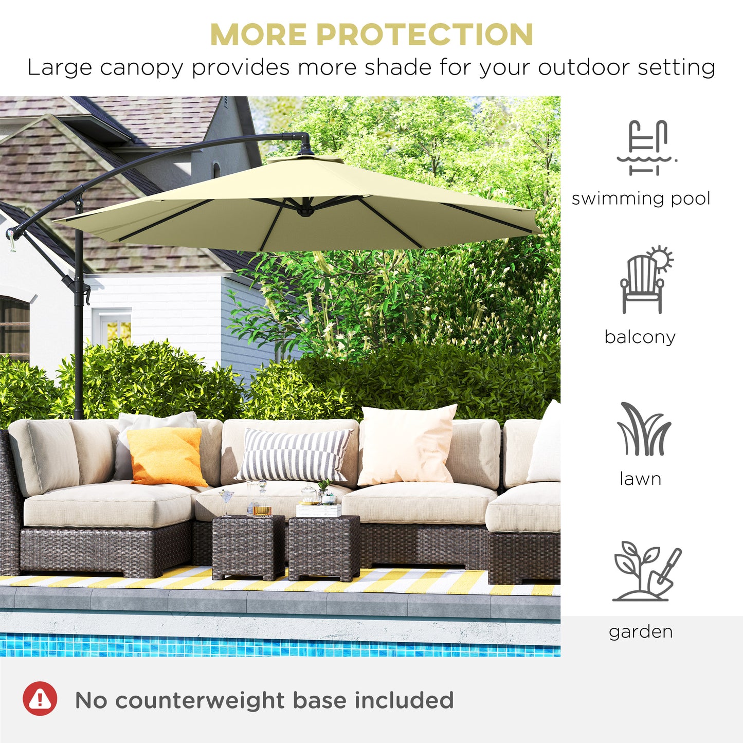 Parasol déporté patio 10 pieds cantilever avec base croisée