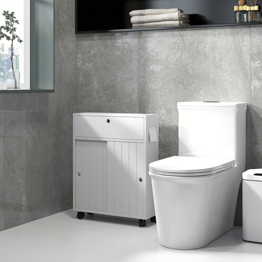 Meuble de rangement pour salle de bains mince sur roulettes
