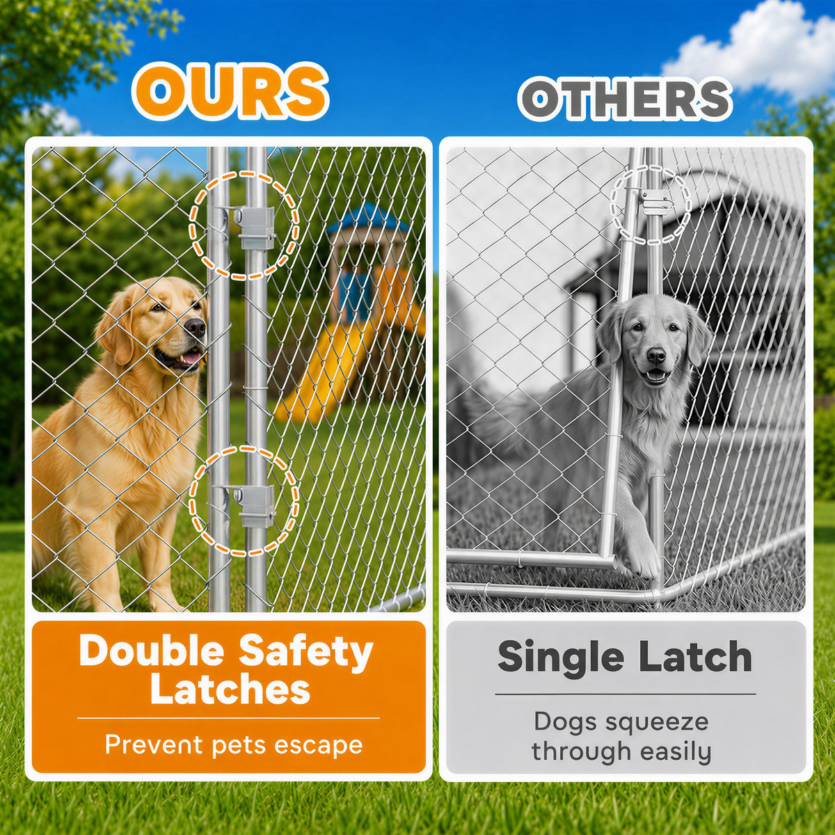 Enclos pour chien extérieur toit imperméable 6 x 6 m