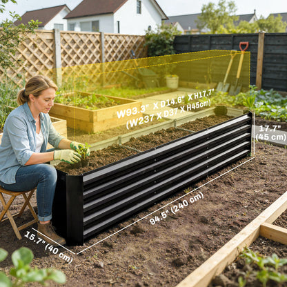 Outsunny Galvanized Raised Garden Bed 240x40x45cm Outdoor Garden