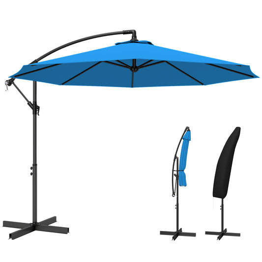 Parasol déporté avec base et manivelle 300 cm