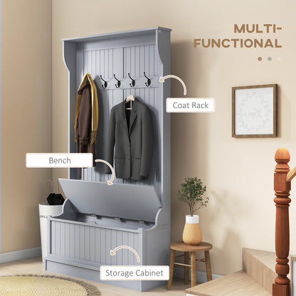 Hall tree 3-en-1 avec banc, rangement et patère