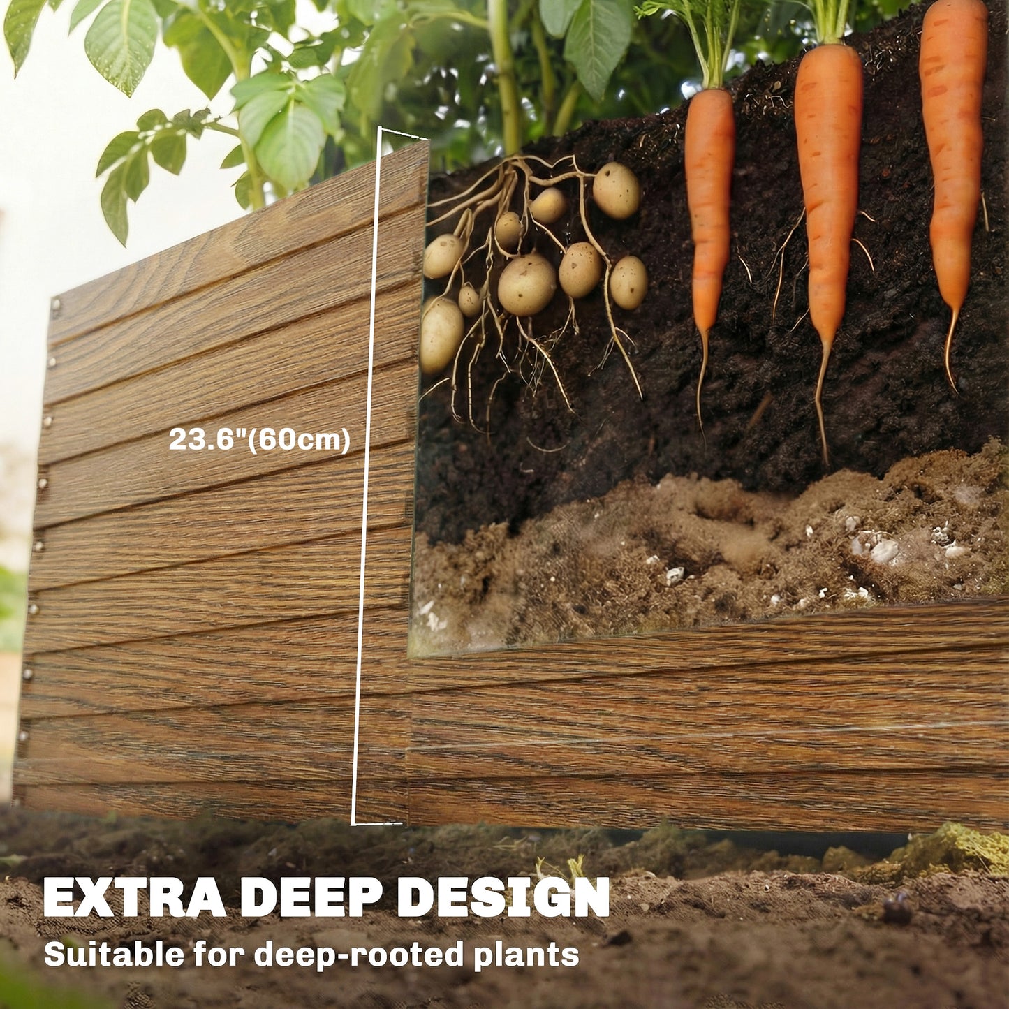 Outsunny 240x120x60cm Raised Garden Bed - Black Galvanized Planter