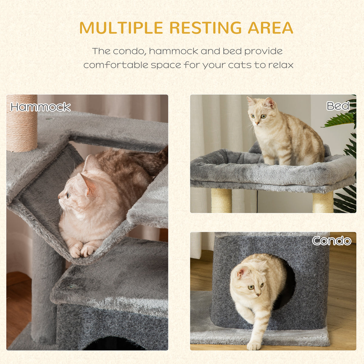 Tour à chat multi-niveaux 99 cm — Gris