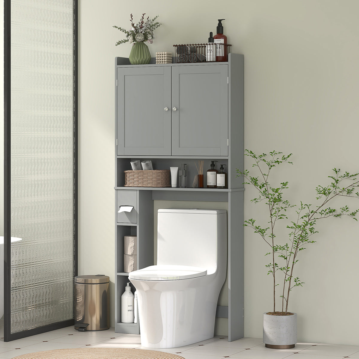Meuble de rangement au-dessus des toilettes moderne