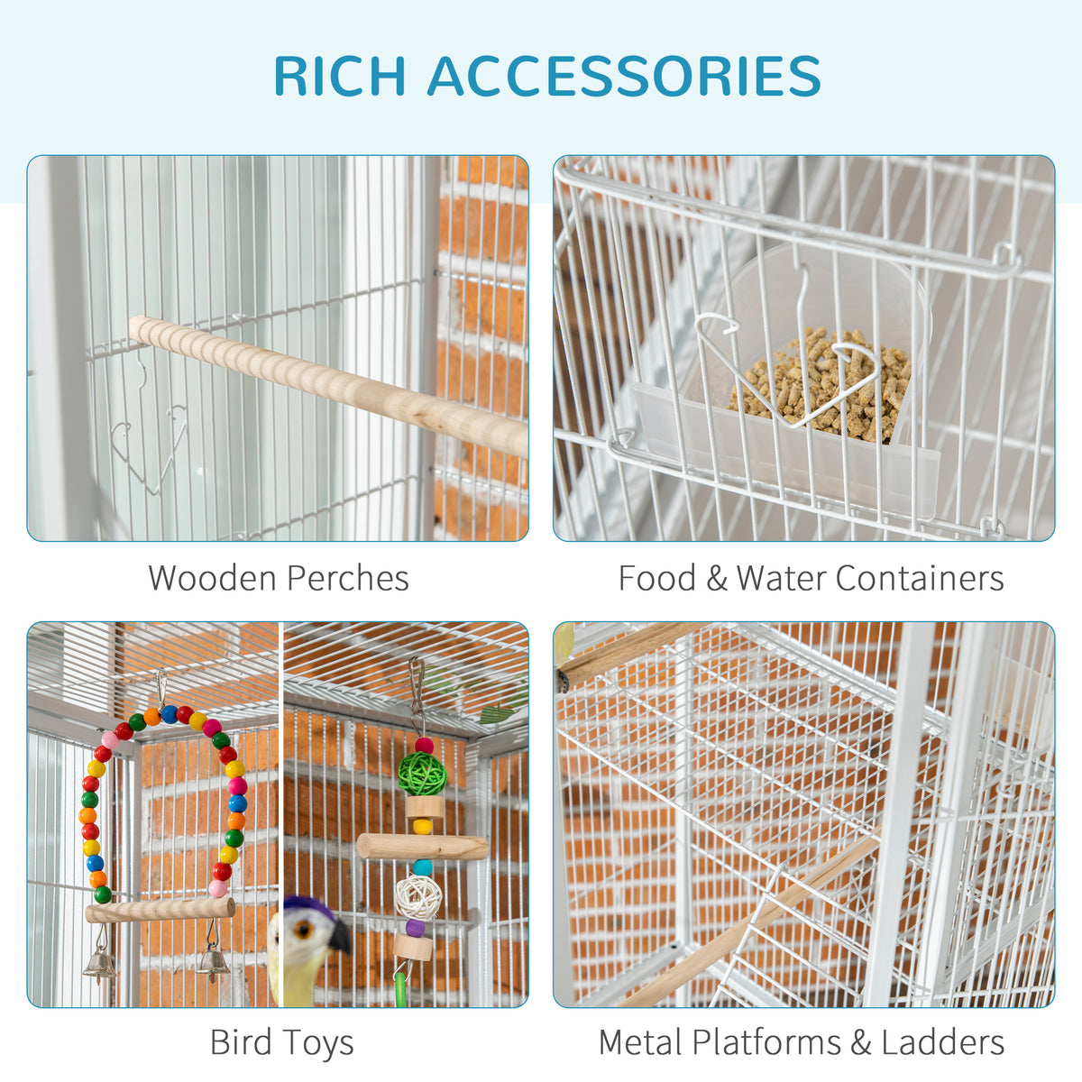 Grande volière pour oiseaux avec roulettes et accessoires