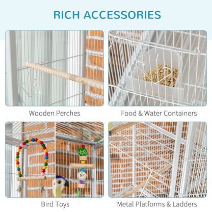 Grande volière pour oiseaux avec roulettes et accessoires