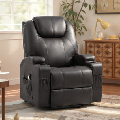 Fauteuil releveur électrique à dossier haut en similicuir