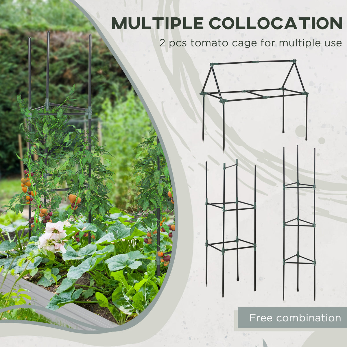 Bac de jardin surélevé 180 cm avec 2 cages tomates