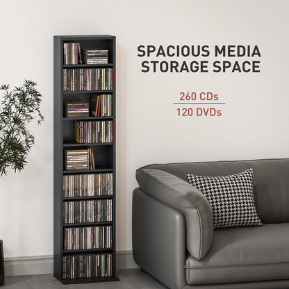 Meuble rangement médias 9 niveaux étroit ajustable