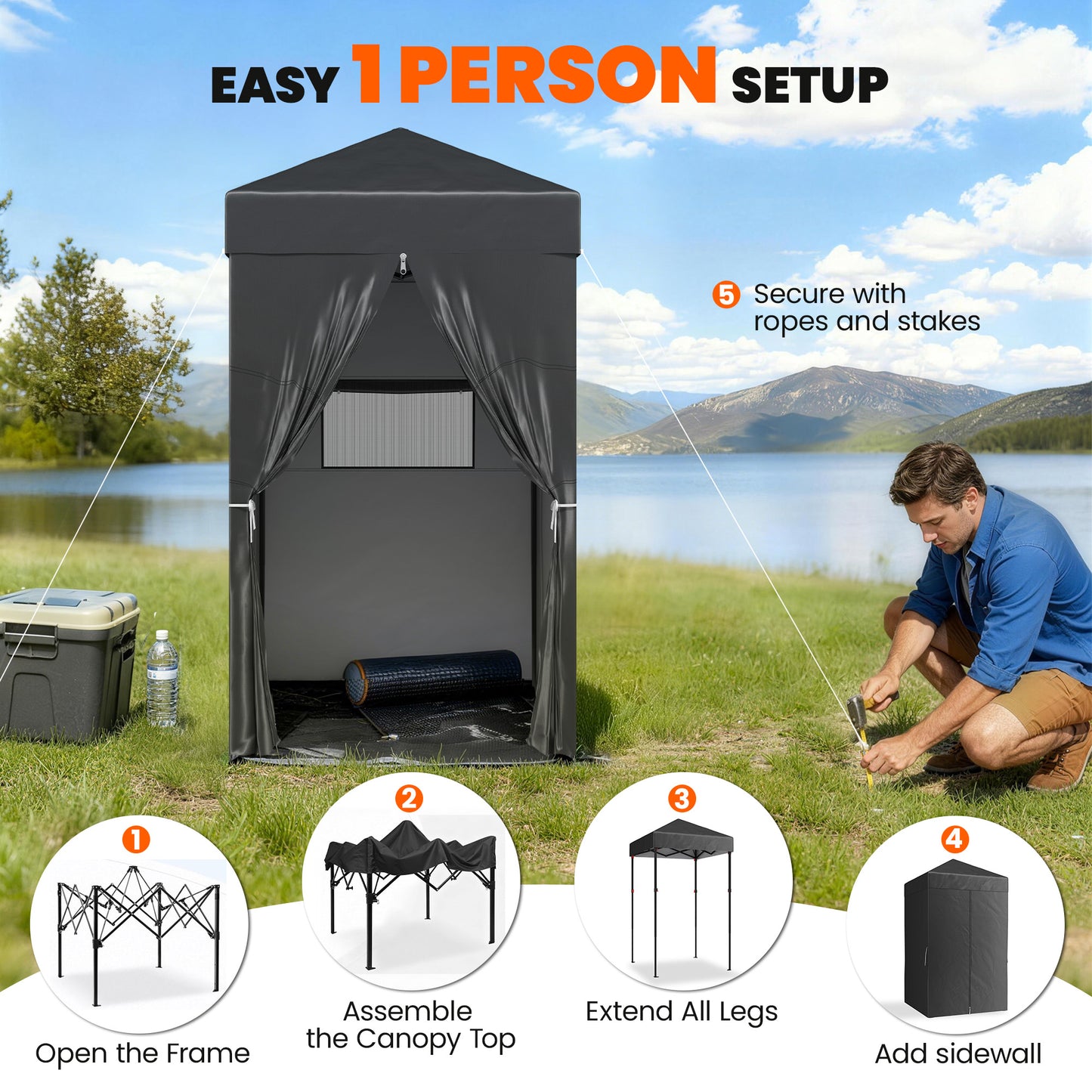 Tente cabine pop-up compacte UPF 50+