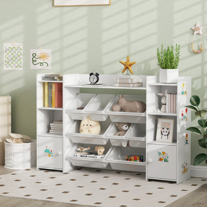 Organisateur de jouets avec 8 bacs amovibles — Blanc