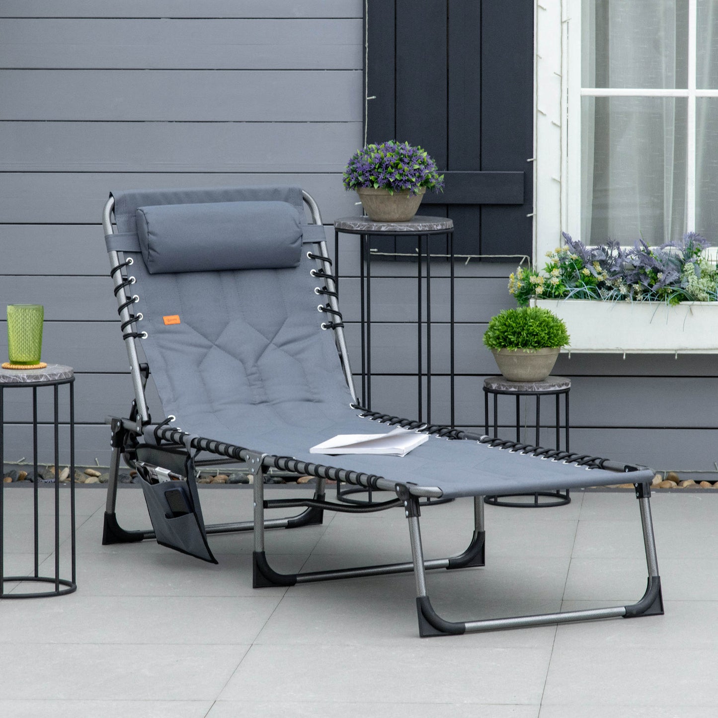 Chaise longue pliante extérieure dossier ajustable 5 positions