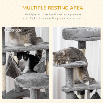 Tour à chat multi-niveaux 132 cm avec hamac