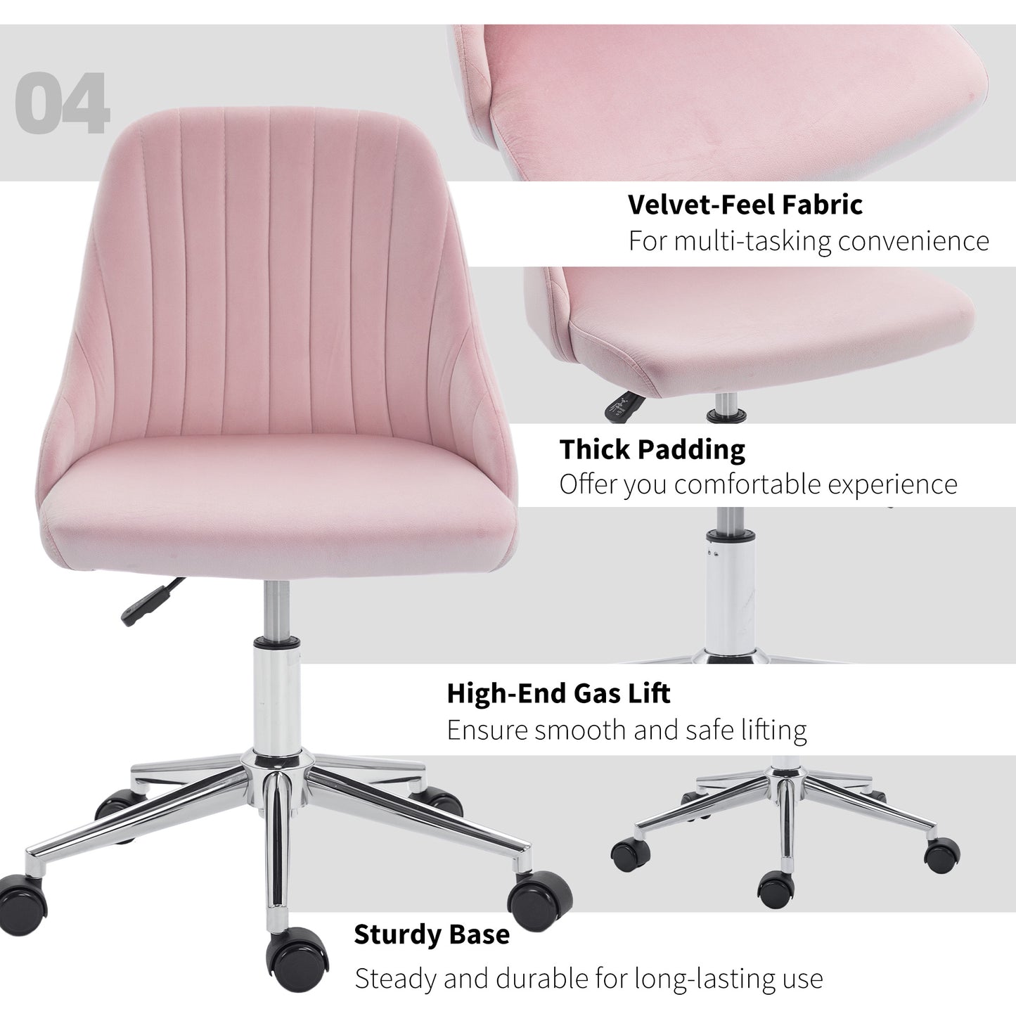 Chaise de coiffeuse pivotante en velours réglable