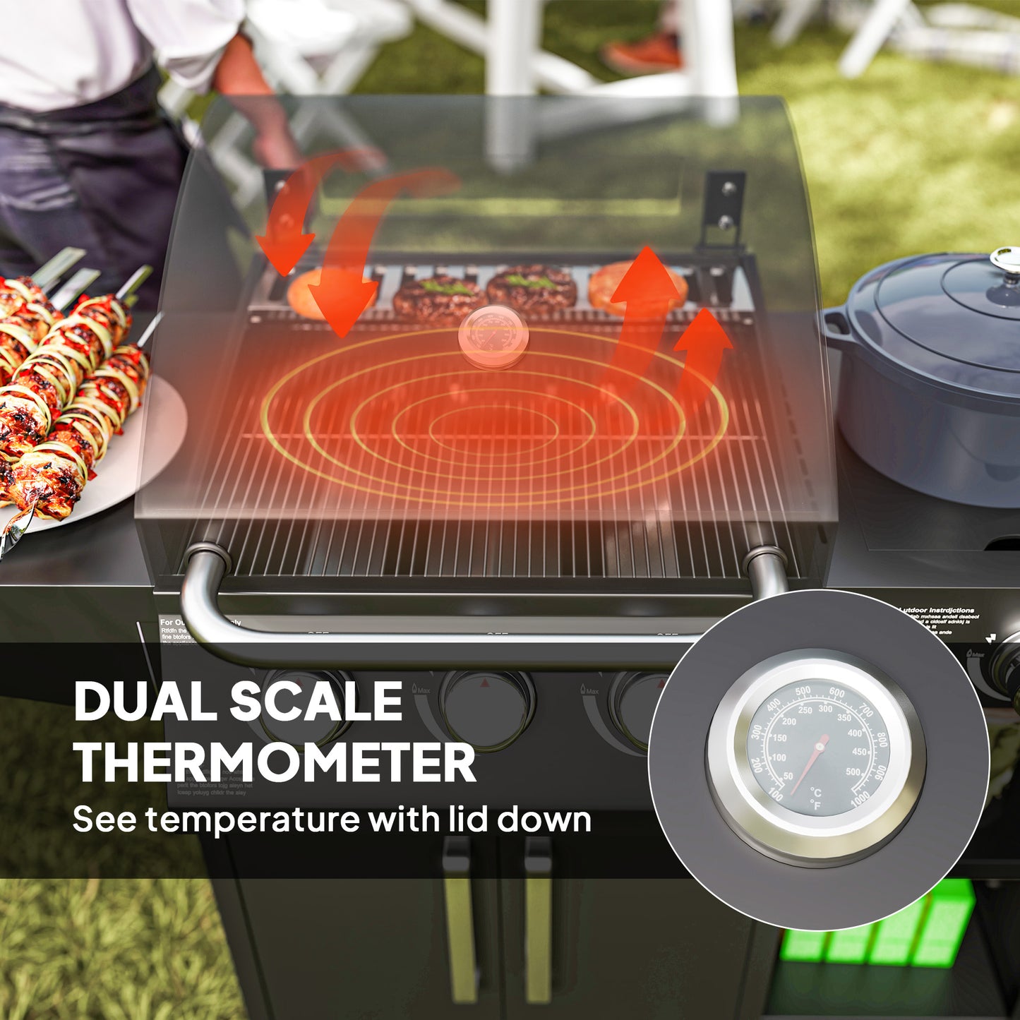 Barbecue à gaz 3 brûleurs avec brûleur latéral