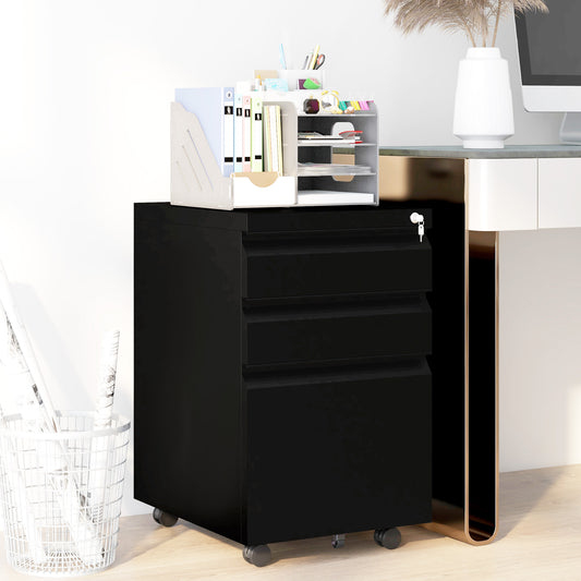 Caisson de bureau à roulettes en acier avec serrure