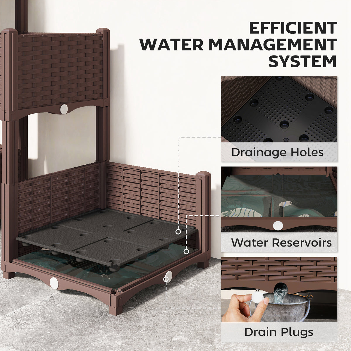 Jardinière surélevée modulaire avec réservoir — gris