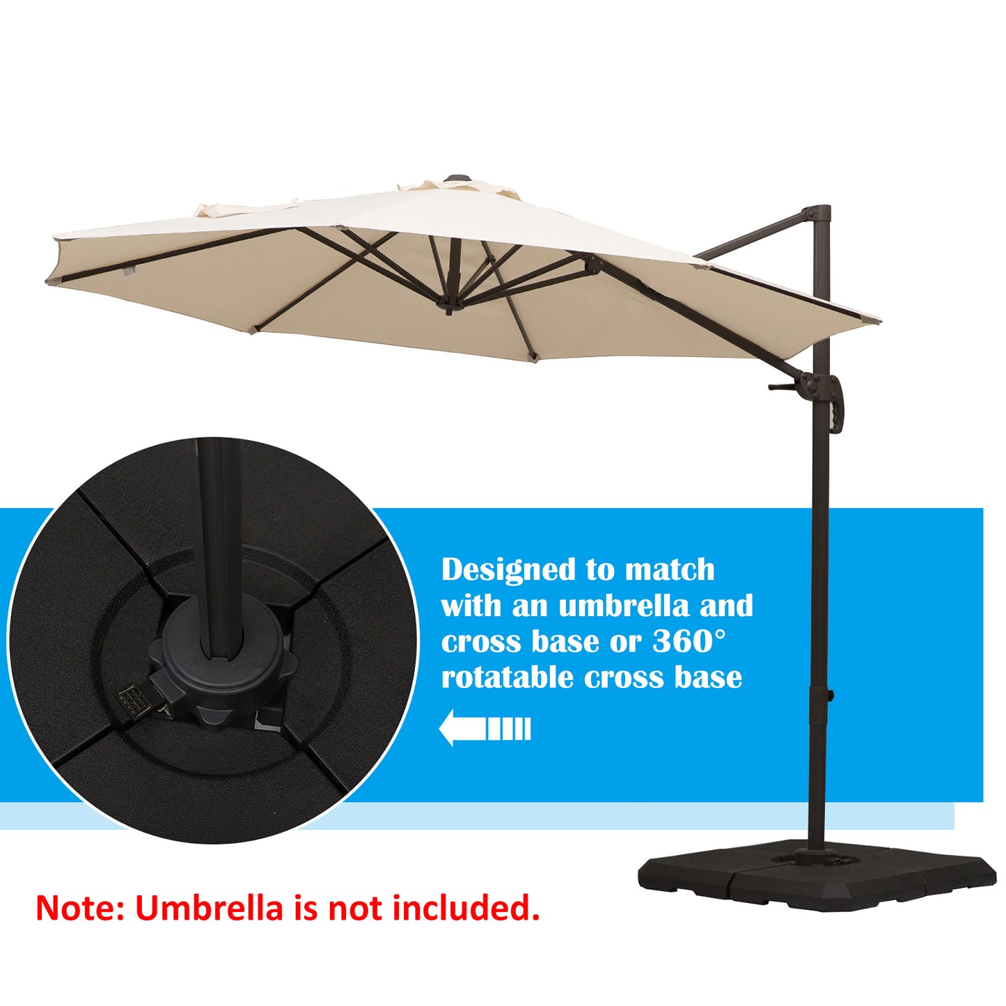 Base de parasol 4 pièces pour parasol déporté